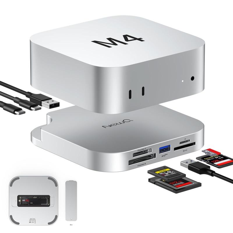 Mac Mini M4ドック、USB 3.2 10Gbps CFexpress Type B/Type A歌留多主導者、SD/TF 4.0拡張スロット、M.2 NVMe SSDエンクロージャー、10Gbps USB-C、5Gbps USB-A*2、コンテン