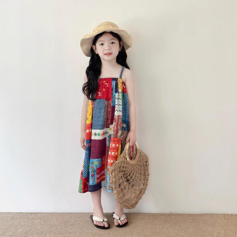 お姉さん 衣装 春夏 綿織物 95% A伝達ルート 半身スコート 吊り帯 愛くるしげ 透かし彫り 刷り上げる 照合のしるし お花刷り上げる お子さん 海岸地帯 休み日 日常 命のせんたく着 3～8歳 100～140糎 90糎 100糎 110糎 120糎 130糎 (x3) ワンピース-キッズファッション
