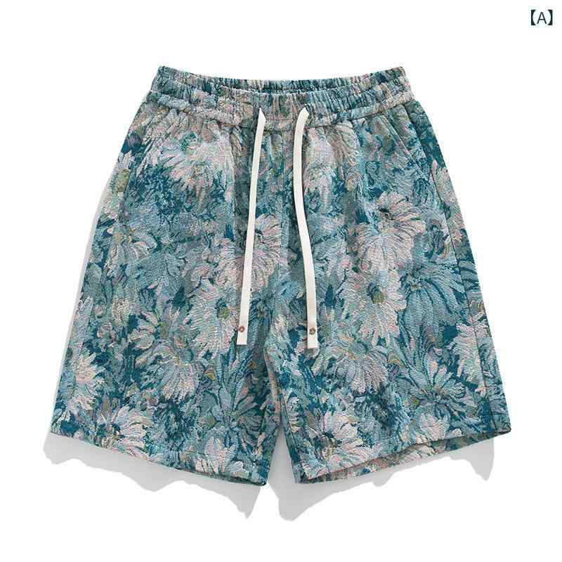 メンズ ショートパンツ 春夏 綿 ナイロン 接触冷感 親肌 透気性 5分丈 直筒型 中弾性 ファッション アウトドア スポーツ ビーチ ウエスト ゴム ドローストリング ポケット 愛琴海藍 黒 緑