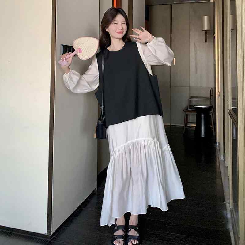 ワンピース セットアップ 法式 フィッシュテール ロングスカート 麻 素材 長袖 高領 飛袖 秋 街頭風 気質 スリム かわいい 女性用 ロング丈 セット 組み合わせ 麻95% 潮人スタイル 春秋 着こなし 優しい雰囲気 フレンチスタイル｜トミーショップ 店 8,120円