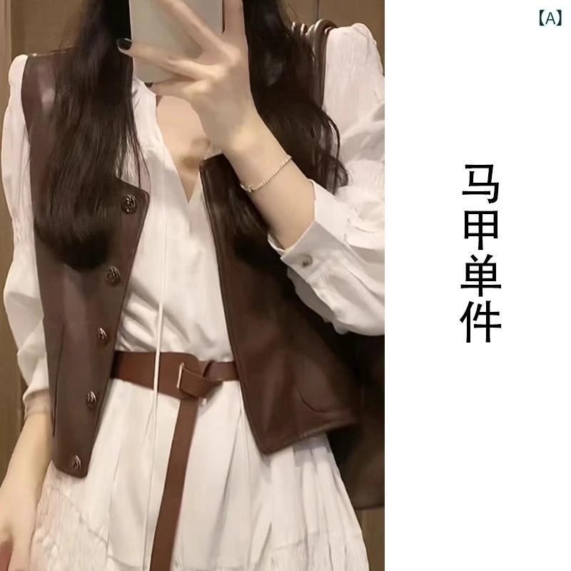 レディース ワンピース 長袖 Vネック A字 長裙 高腰 純色 系? 早秋 秋装 気質 韓系 茶系 小香風 TR 素材 PVC 成分 文?復古 中国風 気場 減齢 穿搭 セット 観光 約会 正式 長袖 トップス ドレス スカート シルエット 軽量 伸縮