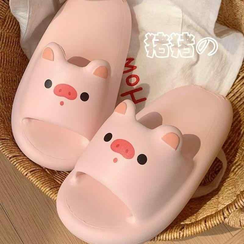 サンダル レディース 厚底 坦々たる 室内用 露天用 百搭 座蒲団 愛くるしげ 猫 柄 黄味がかった サクラ色 丸頭 PVC 原料品 防滑 三春 韓国表現スタイル(x1200)