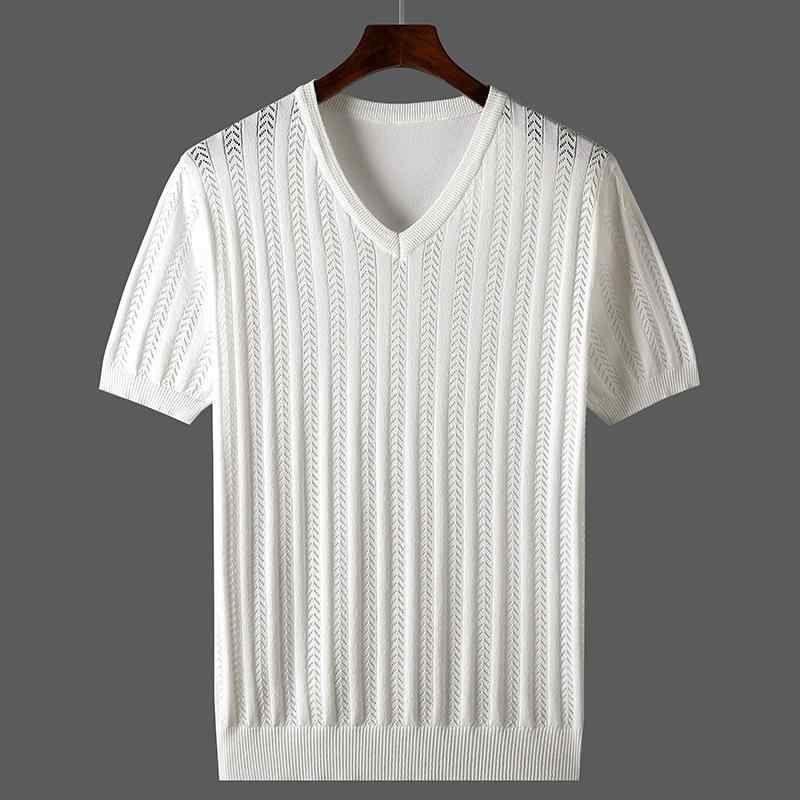 プルオーバー メンズ Vのど首 薄っぺら 涼感 当たること冷感 夏用 吸湿速乾 軽さ 通気性 好いたらしい トップス 黒 白 緑 青 象牙色