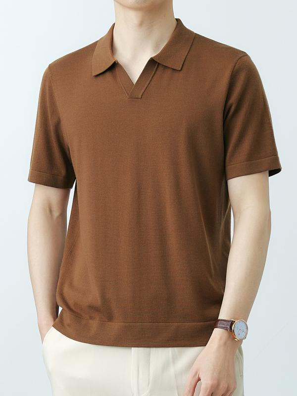 Tシャツ メンズ 春夏 Vネック 半袖 羊毛100% 柔らかい 通気性 接触冷感 軽量 カジュアル 通勤用 普段使い カジュアル 通勤用 男性用 トップス 棕・稀 藏青色 黒色 ??色 M L XL XXL XXXL XXXXL|トミーショップ 店
