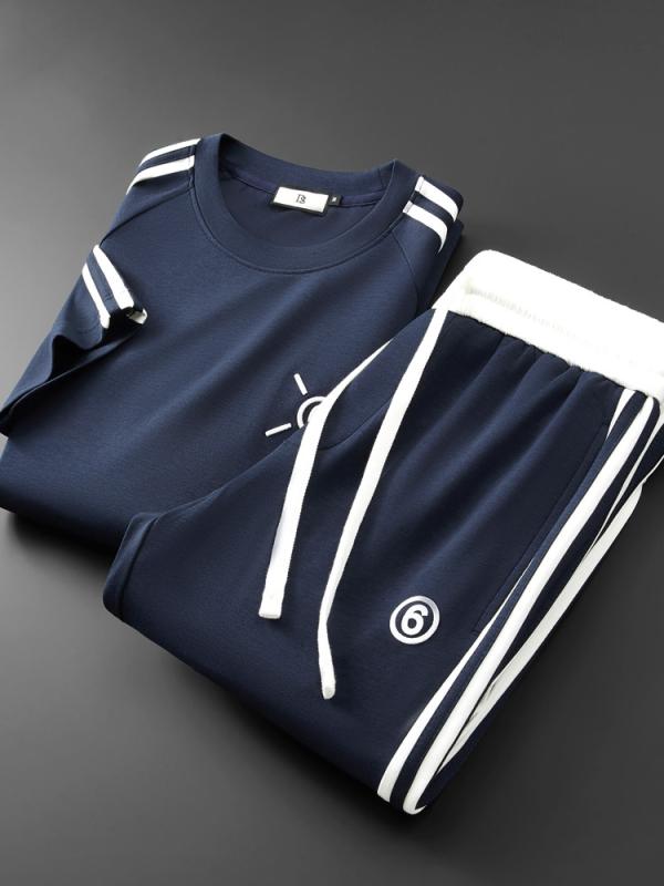 トップス セットアップ メンズ 春夏 薄手 カジュアル スポーツウェア 半袖 Tシャツ 長ズボン モーダル ポリエステル 快適 通気性 M L XL XXL 3XL 4XL 青 白 黒 青｜トミーショップ 店
