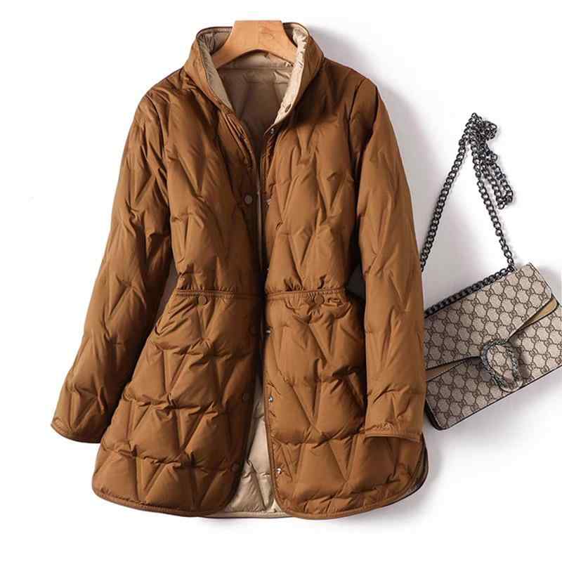 winter lightweight down jacket women\u0027s mid-length oversized double-sided thin coat