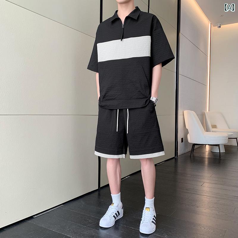 形づくる御召しもの メンズ セットアップ 夏用 さる股引き プルオーバー 半袖 上下仕掛ける 軽さ 速乾 運動競技御召しもの 成人男性用 運動すること着 形づくる 運動競技 心地好い 今めかしい 普段使い走り 御部屋着 競技大会 アウトドア 黒 カーキ M L XL 2XL 3XL