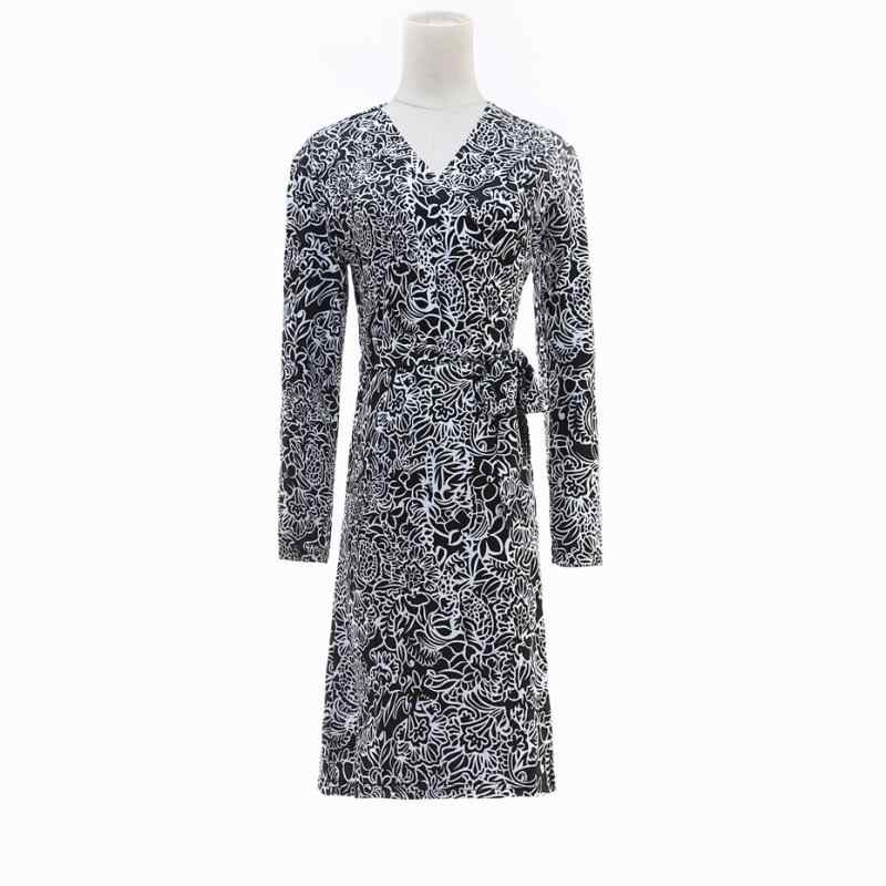 衣裳 レディース Vのど首衣裳 黒白刷り上げる 長袖 A伝達ルート 高品質 通い表現スタイル 通い 普段使い走り ポリエステル100% 110文字記号