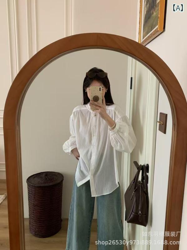 プルオーバー レディース 長袖 薄っぺら ?系 ?? ?松 休? 通い 百搭 立? 春夏 ?色 棉 麻混 綿 麻 春夏(x3)