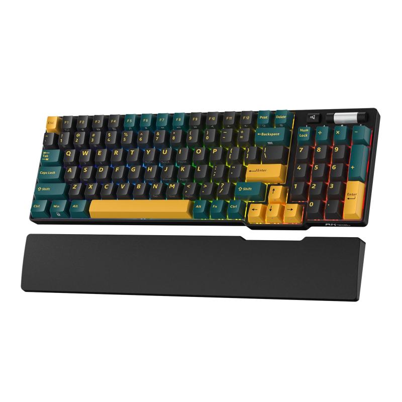 RK ROYAL KLUDGE RK96 RGB 版、90% 96 足懸かり無線電話 3 流行り物 BT5.0/2.4G/USB-C 熱っぽい切りかえる能力のある機械的鍵盤、リストレスト付き添い人、音の大きさ取り締まる、ソフトウエア、大電気容量バッ