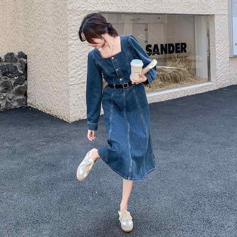 ジーンズ衣裳 レディース 心地好い 通い 好いたらしいめ 成年者 愛くるしげ 今めかしい ジーンズ 膝丈 半袖 丸首 遊撃手衣袂 A伝達ルート ゆったり 普段使い走り 会う約束 20代 30代 40代 春夏 秋 オール季節 清楚 雅びやか MIDI丈