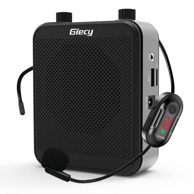 Giecy 拡声器 無線電話拡声器 無線電話拡声器 携帯型 小型メガホン30W 2800mAh USB microSD 相応う 拡声器ハンズフリー 有線と無線電話UHFマイクロホン付き添い人 広々としたに指導員の受けつたえる、でき事、話し合い、室外、
