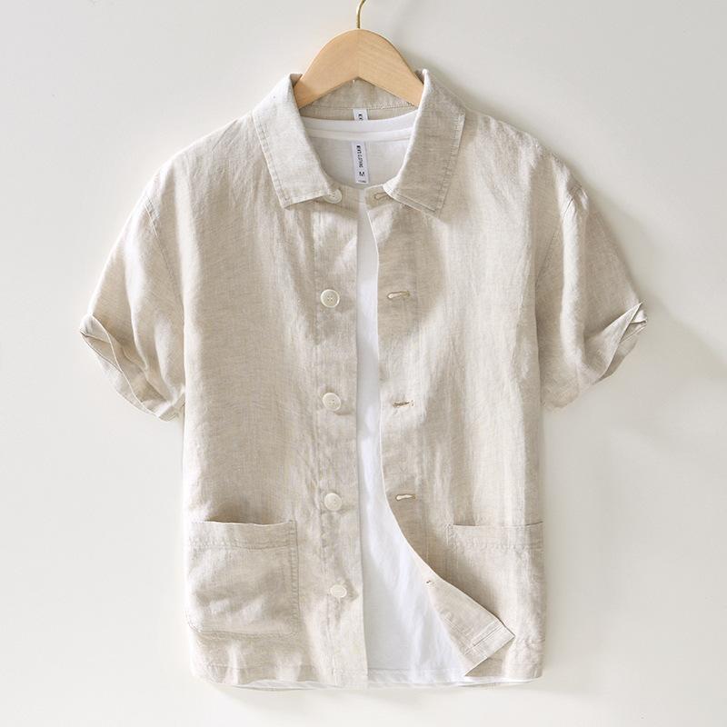 リネンシャツ メンズ 長袖シャツ 無地シャツ ポケット付きシャツ カジュアルシャツ 男性用シャツ 春夏シャツ｜トミーショップ 店 6,230円