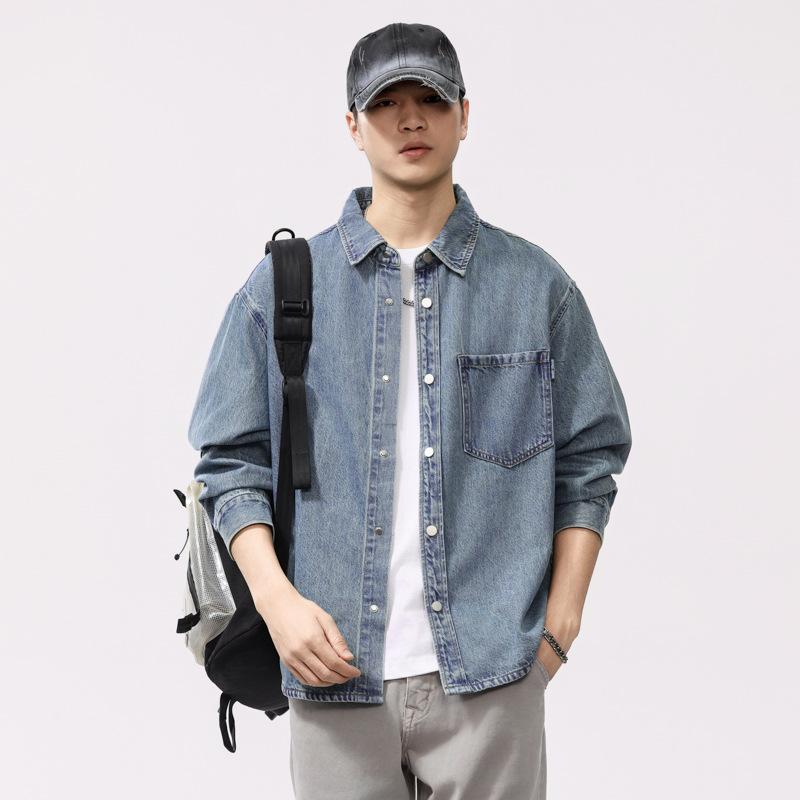 トップス メンズ ジーンズプルオーバー 長袖 心地よいプルオーバー 薄っぺら 春服 成人男性服 ゆったり 気が大きい大きさ 返り咲き調 気が大きい大きさ トップス