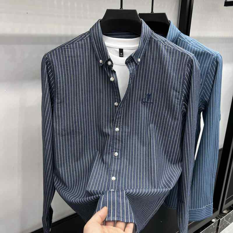 プルオーバー メンズ 長袖 心地よいプルオーバー 商行為プルオーバー 成人男性服 成人男性服 年月用 綿100% 縞模様柄 刺しゅう入り口・入口 軽さ 吸湿速乾 軽さ 今めかしい かっこいい