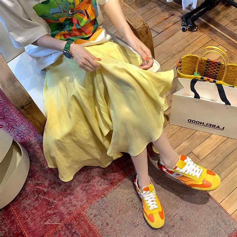 麻原料品 不規則さ裳裾 ロングスコート 冰黄 黒 通い風