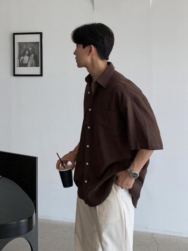 ティーシャツ メンズ 薄っぺら 綿麻 夏物 心地好いティーシャツ 返り咲き風 御膳上等感 トップス 成人男性服 成人男性用 普段使い走り アウトドア 休? 成人男性 春夏物 5分袖 珈琲色 白 黒 M L XL