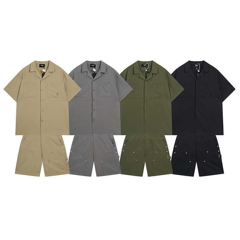 プルオーバー メンズ 短袖 セットアップ represent 刺しゅう 英字 古巴? ?松 短? ・柑其色 黒いこと 薄墨色 橄?? 棉 街潮 日常 朱夏