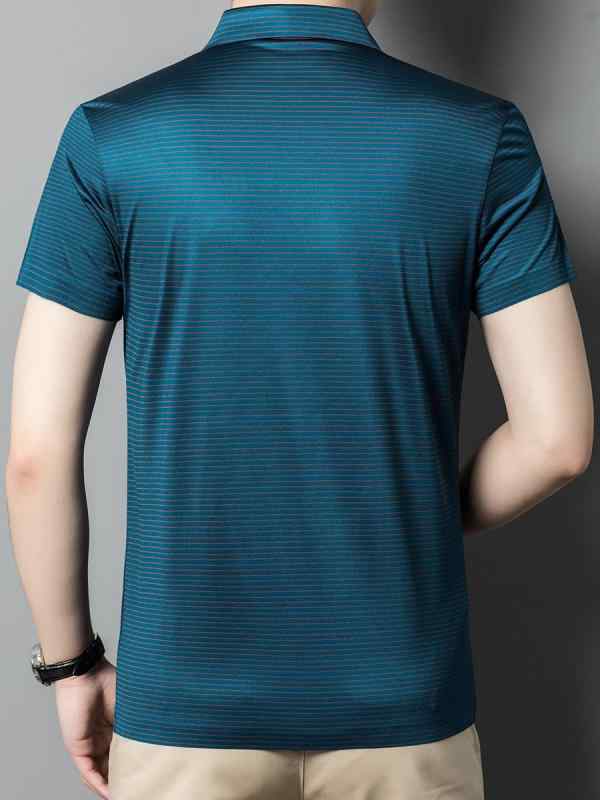トップス メンズ プルオーバー 半袖プルオーバー 涼感原料品 縞模様柄 父の日 成人男性服 心地よい 商行為 春夏 透け透け 成人男性用 成人男性用