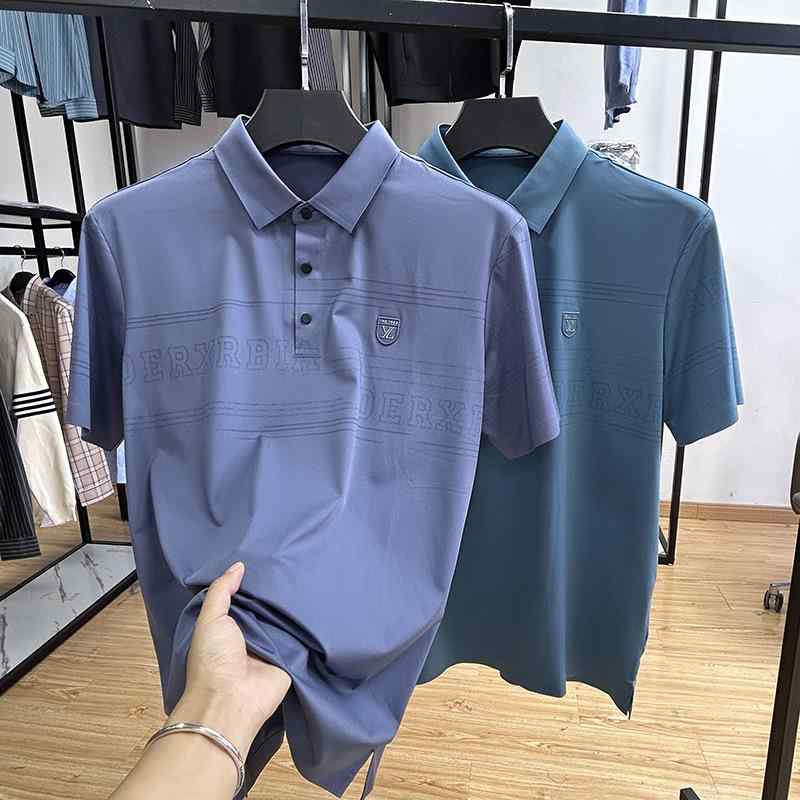 POLOプルオーバー メンズ 春夏 人付き合い冷感 吸湿速乾 成人男性用 商行為 心地よい トップス 伸縮性 御前上等感 綿 ポリエステル混紡 炭色 灰青味 M L XL XXL XXXL(x5)