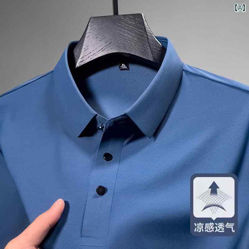 Poloシャツ メンズ 吸湿速乾 ストレッチ 接触冷感 ビジネス カジュアル 通気性 清涼感 夏服 紳士服 トップス Tシャツ トップス 紳士服 M L XL 2XL 3XL 4XL AL1000210172 霧霾青 灰青 孔雀青 中灰 深灰 軍緑 黒 ｜トミーショップ 店