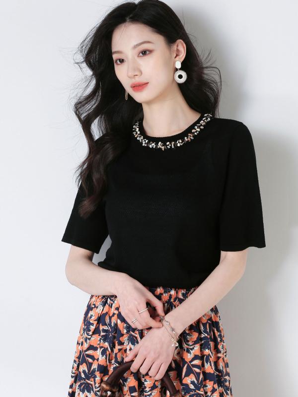 ティーシャツ レディース 天竺 甲殻風ビーズ ?? 半袖 camisetas 伸縮性 通気性 吸湿速乾 好いたらしい 御前上等原料品 通い 通学 デイリー若い者 高見せかけ 分かりやすい 第一義的 分かりやすい 無地 黒いこと M L大きさ M大きさ S大きさ 夏 春 夏 秋 冬