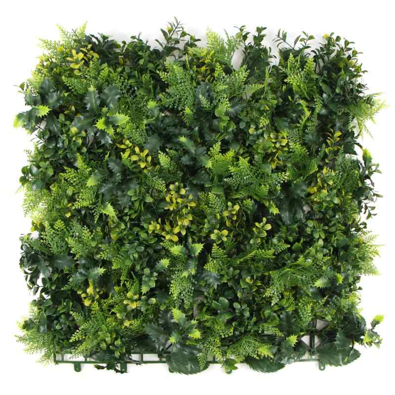 ULAND フェイクグリーン 壁掛け 50×50cm 4枚セット 人工観葉植物 リアル 葉ヘッジパネル 高密度 広葉&シダ調 グリーンウォール 擬木 目隠しフェンス 外壁 屋外 ガーデン 庭 ベランダ 壁面緑化 |トミーショップ 店