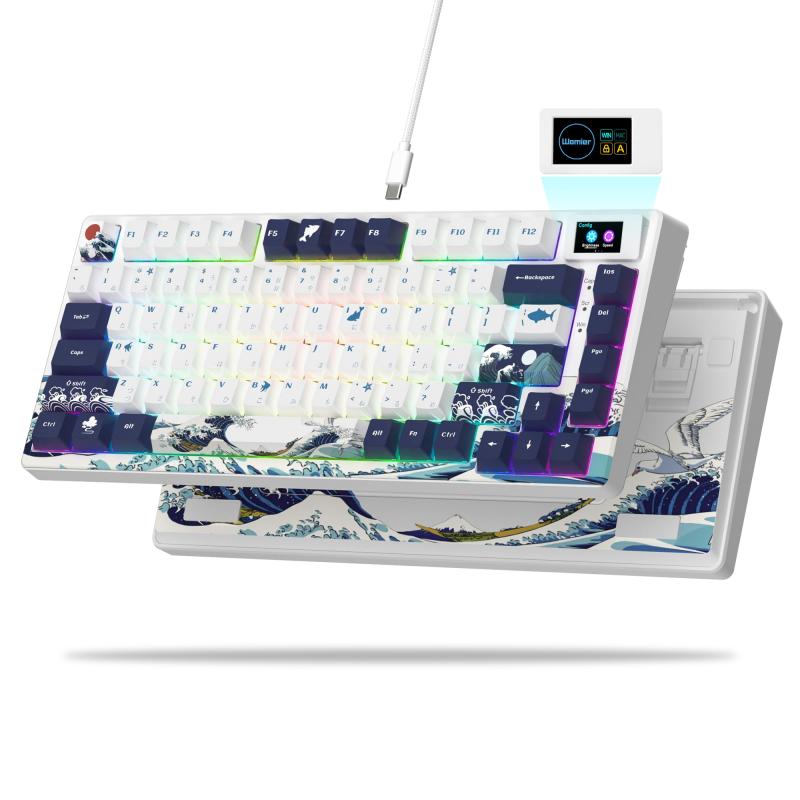 Womier S-K80 75% メカニカルゲーミングキーボード、ホットスワップ可能、ガスケットマウント、RGB、潤滑済みスタビライザー、カラーマルチメディアディスプレイ付き、Mac/Win用|トミーショップ 店
