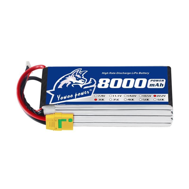 YoWoo Lipoバッテリー8000mAh 30C/50C RC 1/10スケール車用XT60/XT90プラグ付きカーボートトラックヘリ飛行機|トミーショップ 店