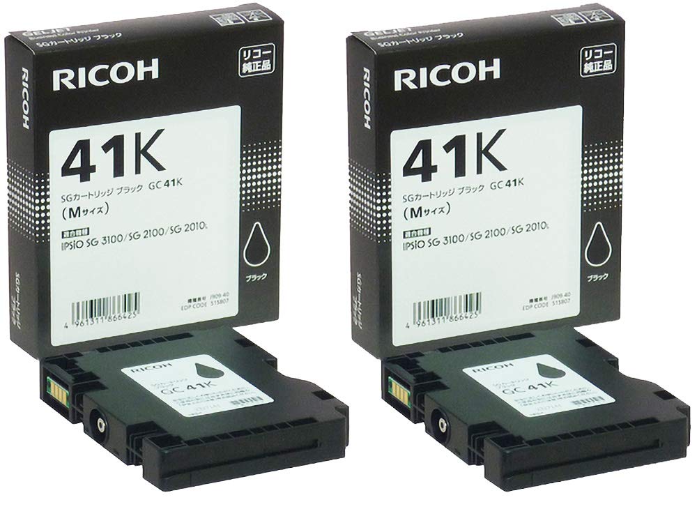 RICOH 完全無欠インキ GX薬莢 GC41K 黒いこと 2本書き割り 515807