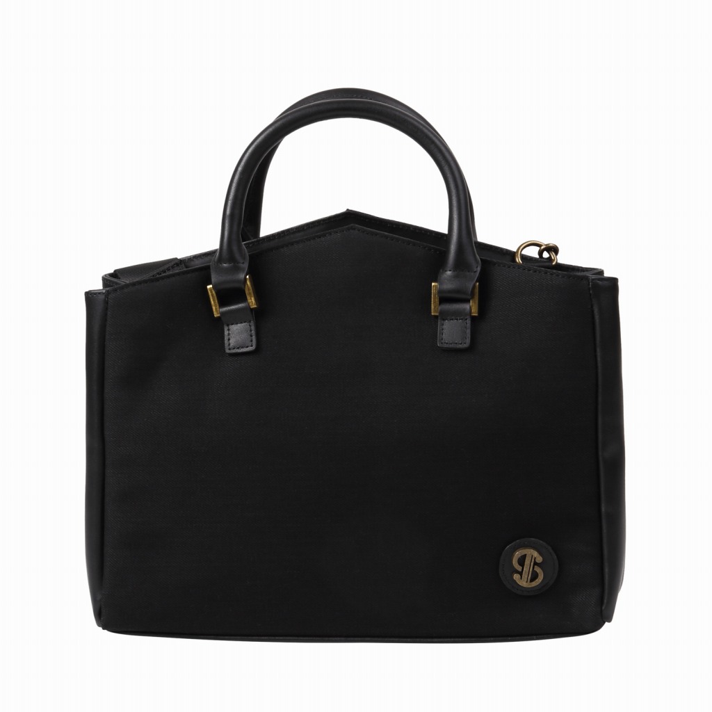 【TONYstyleオリジナルバッグ】純国産・岡山デニム トライアングル手提げ（ブラックデニム）黒染デニム 本革 牛革 ドット柄 水玉柄 三角 トートバッグ ２ＷＡＹ 斜めかけ ショルダー デニムバッグ 通勤 通学