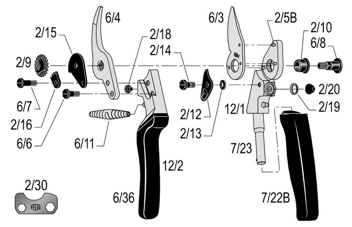 フェルコ 剪定鋏 FELCO12 200mm - 業務、産業用