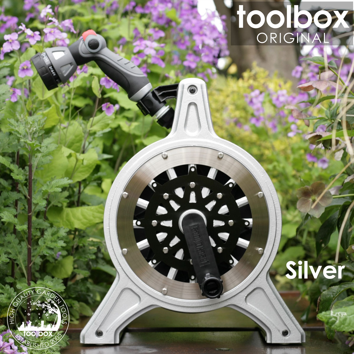 おしゃれで ブロッサリール アルミホースリール販売実績4500台 ホースｍタイプ コスモ5c シルバー 洗車 3色展開 レッド おしゃれ ホース 散水 高品質 ブラック 長く使える丈夫なホースリール デザイン豊富なcosmoシリーズ オリジナルデザイン ホースリール Cosmo