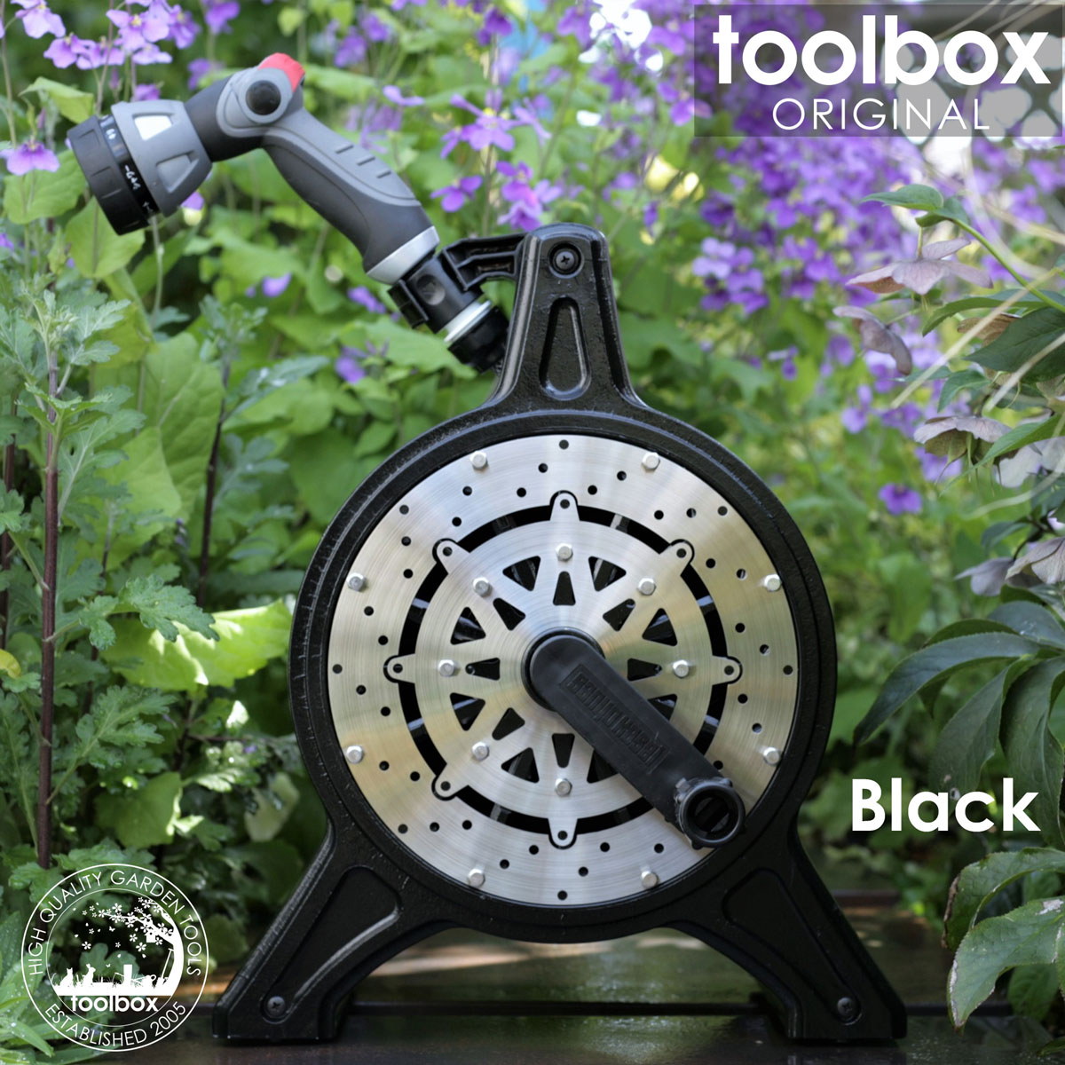 散水 おしゃれ おしゃれで ホース アルミホースリール販売実績4500台 長く使える丈夫なホースリール ブラック 水まき 散水ホース 3色展開 散水 ｍ 送料無料 レッド 高品質 コスモ6a ブラック ホースリール Cosmo 6a オリジナルデザイン ホースｍタイプ 水やり