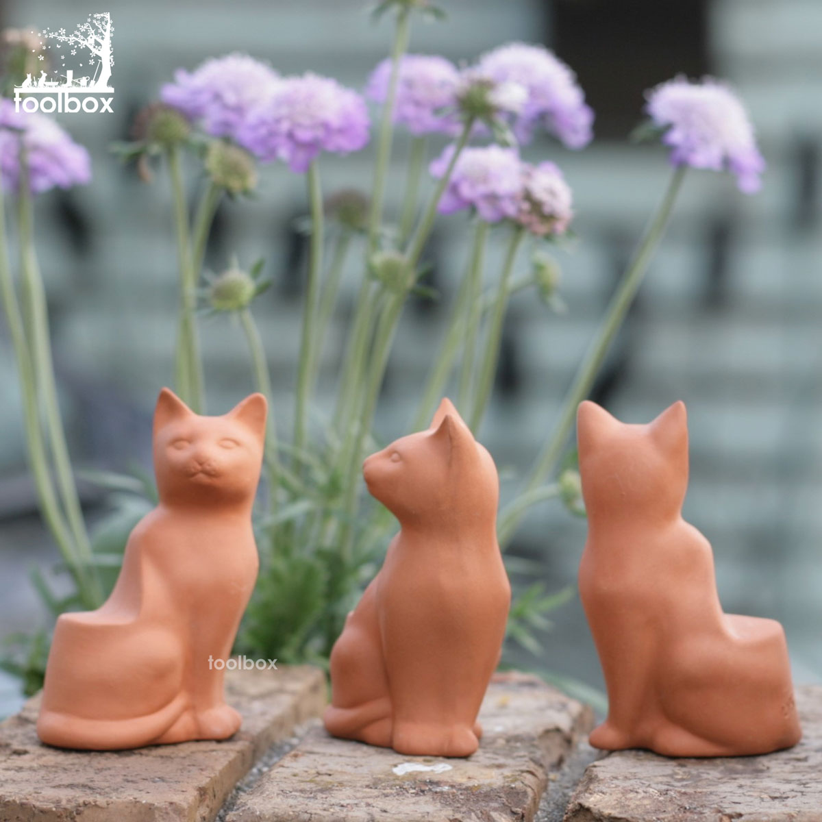 【直輸入 3個セット 英国（イギリス）製 テラコッタ猫のポットフィート Cat Pot Feet】かわいい ネコ キャット ポットフット 足台 鉢置き  鉢足 鉢台｜庭道具屋 toolbox（園芸用品）