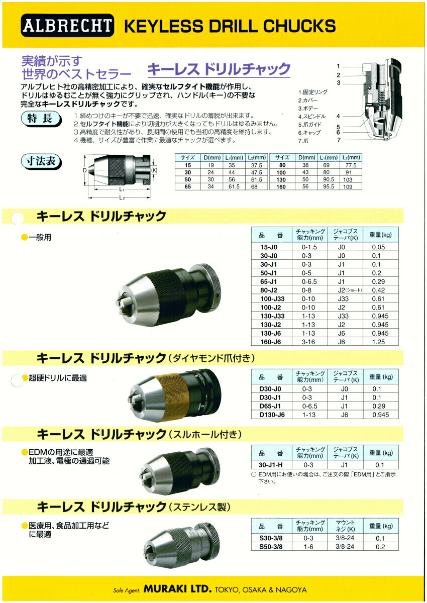 1-13mm Jacobs Keyless Drill Chuck J6