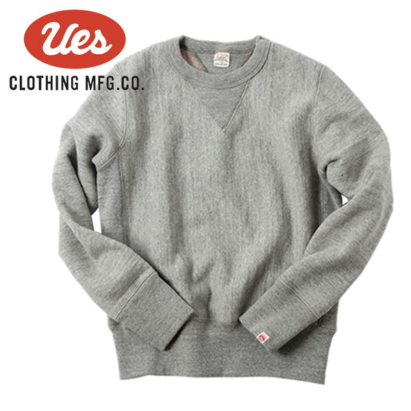 【Ues（ウエス）】プカラプカラスウェット CREW NECK SWEAT クルーネックスェット 丸首調教師 裏起毛 両V REVERSE WEAVE リバースウィーブ 甚だしい薬局衡オンス ヘビーウェイト 和歌山 吊編み VINTAGE ヴィンテージ 杢薄墨色 70RW-P_G
