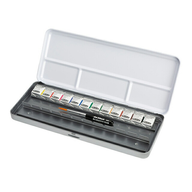 【20%OFF!!】【押さえる品】シュミンケアカデミー HP12色金属元素入れもの仕掛ける 水彩画筆付き添い人