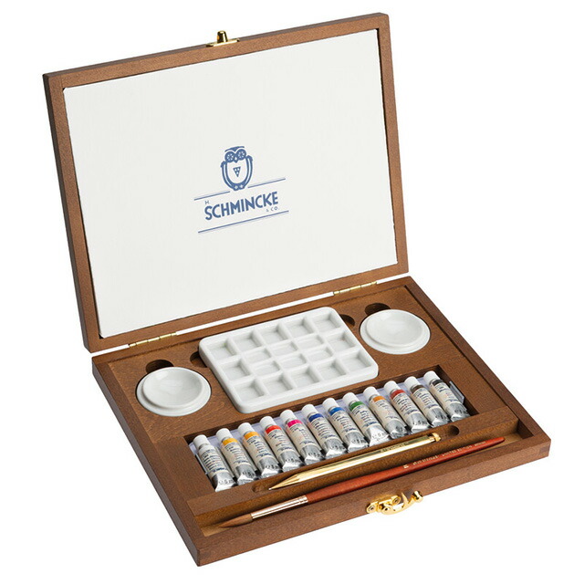 【限定品】シュミンケ ホラダム水彩絵具 レトロセット ウッドボックス5ml チューブ12 色