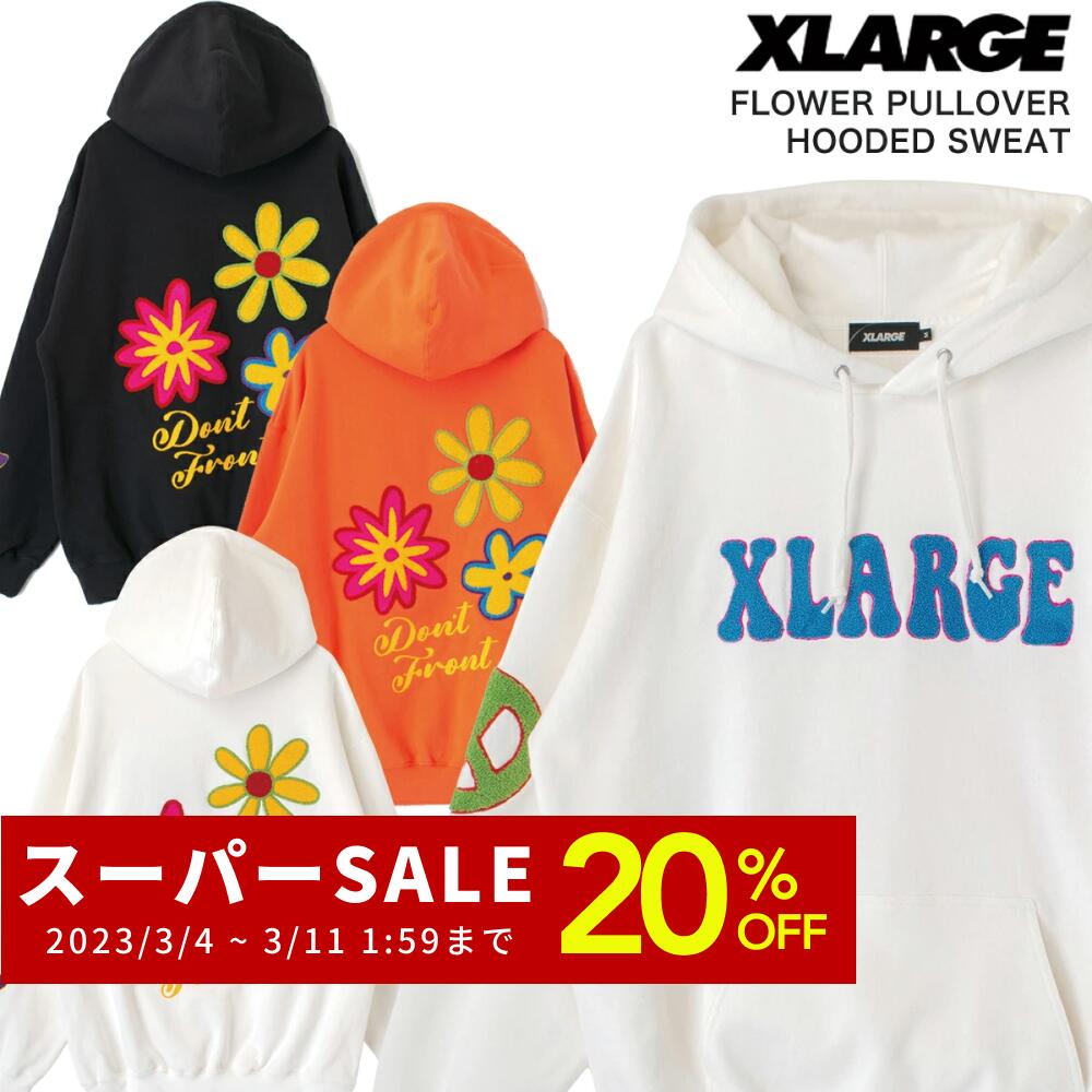 XLARGE エクストララージ パーカー プルオーバー フラワー 花柄 刺繍