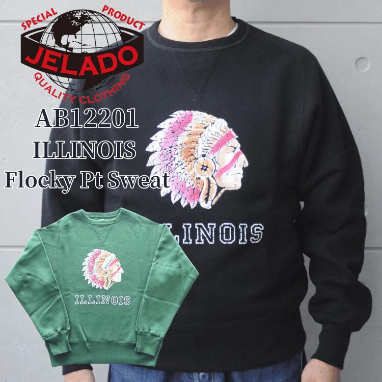 JELADO/ジェラード AB12201 ILLINOIS Flocky Pt Sweat フロッキープリントスウェット カラーフロッキー 職人手作業 アズマ編み機 丸胴 丸起毛加工 丸編みリブ 最終リリース 特別な一枚 フリーダムスリーブ｜アメリカンカジュアル　ＴＯＰ 24,750円