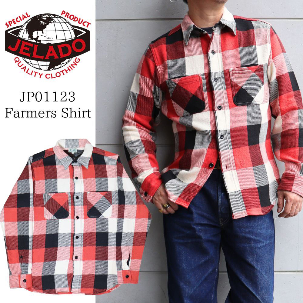 JELADO ジェラード JP01123 Farmers Shirt ファーマーズシャツ ヴィンテージ ネルシャツ を 徹底的に分析し開発した ワークシャツ 長袖 シャツ カジュアル アメカジ made in japan|アメリカンカジュアル TOP