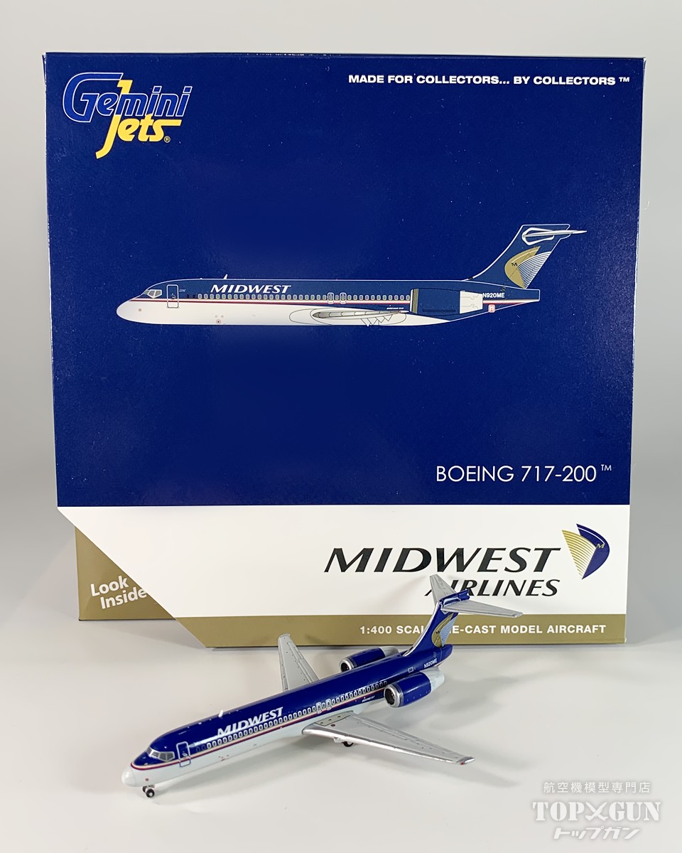 717-200 ミッドウエスト航空 N920ME 1/400 2025年7月4日発売 GeminiJets 飛行機 / 飛行機模型 / 模型 / 完成品 / 完成品模型 [GJMEP1488]｜航空機模型ＴｏｐＧｕｎトップガン