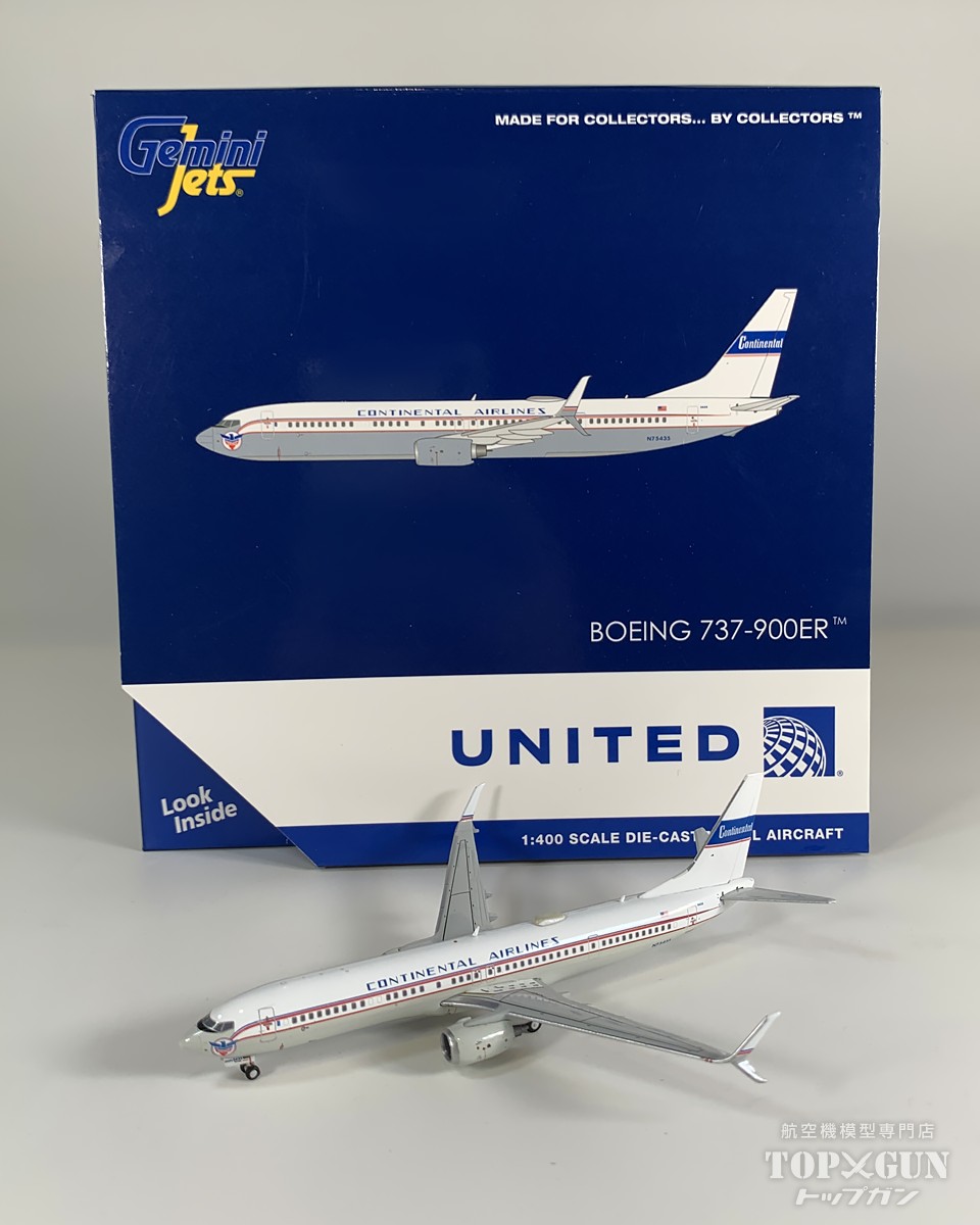 B737-900ER ユナイテッド航空 Continental retro livery N75435 1/400 2025年11月23日発売 GeminiJets 飛行機 / 飛行機模型 / 模型 / 完成品 / 完成品模型 [GJUAL2343]｜航空機模型ＴｏｐＧｕｎトップガン