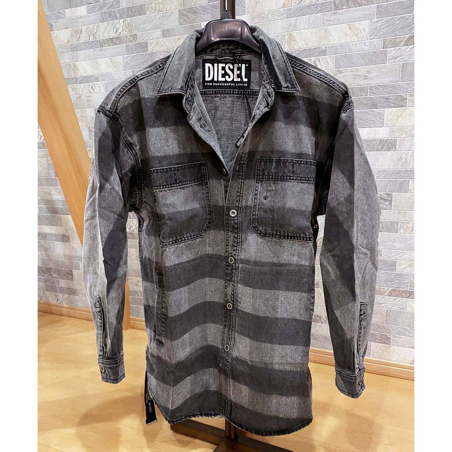 貨物輸送無料 Diesel ディーゼル ボーダーライン染めデニムシャツジャケット D Loren メンズ ブランド名 春季 秋期 冬季 おすすめ 格好良い 通信販売 随一ドクトリン Opto Bi Be