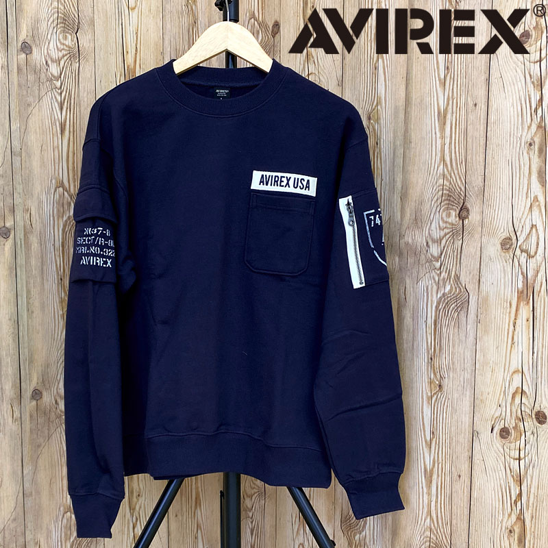 貨物輸送無料 AVIREX アヴィレックス FATIGUE 労働者の一団のど首 汗水 783-3932004 ファティーグ 汗水 プルオーバー 隠し付き添い人 調教師 FATIGUE SWEAT SHIRTS アビレックス メンズ 長袖 トップス とっ始め哲学