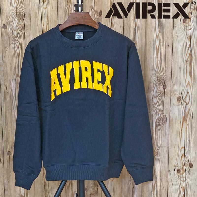 アビレックス AVIREX トレーナー メンズ レディース 長袖 スウェット トップス アヴィレックス ブランド デイリー 裏起毛 暖かい ロゴ おしゃれ AVIREX アビレックス 裏起毛クルーネック スウェット トレーナー