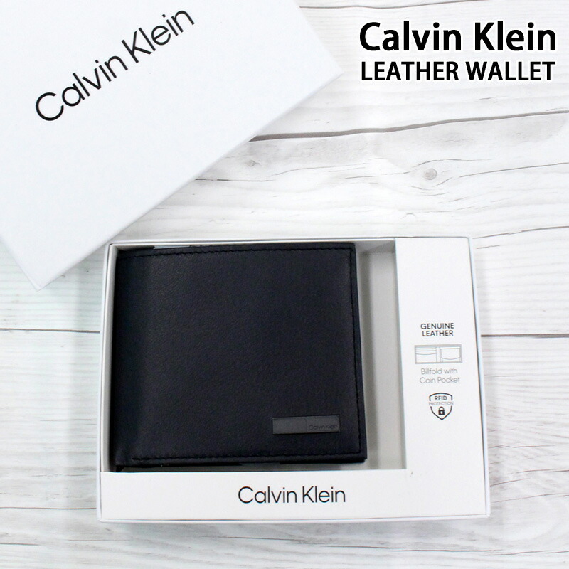 送料無料 Calvin Klein カルバンクライン CK ロゴプレート 2つ折りウォレット レザー財布 RFiD 31CK130018 31CK220009 メンズ ブランド ギフト プレゼント トップイズム