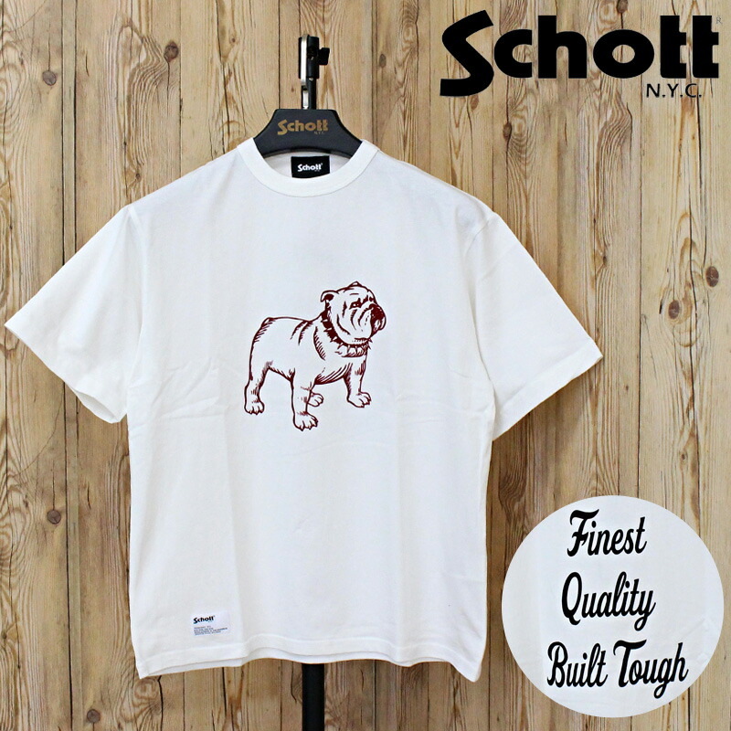 送料無料 Schott ショット PIGMENT T-SHIRT FLOCKY BULLDOG 782-5134034 ピグメント加工 フロッキーブルドッグ 半袖Tシャツ 綿100％ コットン トップス メンズ 人気 ブランド 春 夏 ネコポス