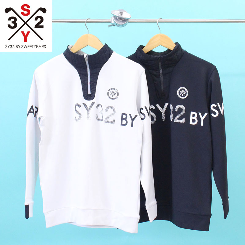サイズ：M SY32 BY SWEET YEARS GOLF エスワイサーティトゥ SYG-24SABS19 ハーフジップスウェット  ホワイト系 [240101419602] ゴルフウェア メンズ ストスト 新品】SY32 BY SWEET YEARS GOLF エスワイサーティトゥ SYG
